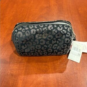 Kate Spade Black and Gray Leopard Toiletry Bag